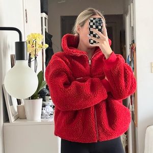Red Aritzia Teddy Coat
